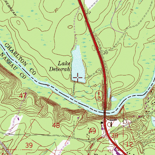 Topographic Map of Lake Deborah Dam, GA