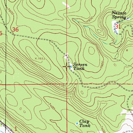 Topographic Map of Screen Tank, AZ