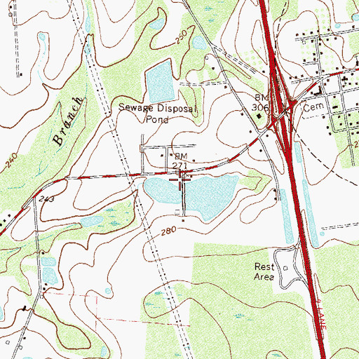 Topographic Map of Betts Lake Dam, GA