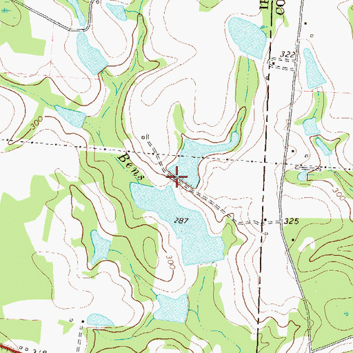 Topographic Map of Evans Lake Dam, GA