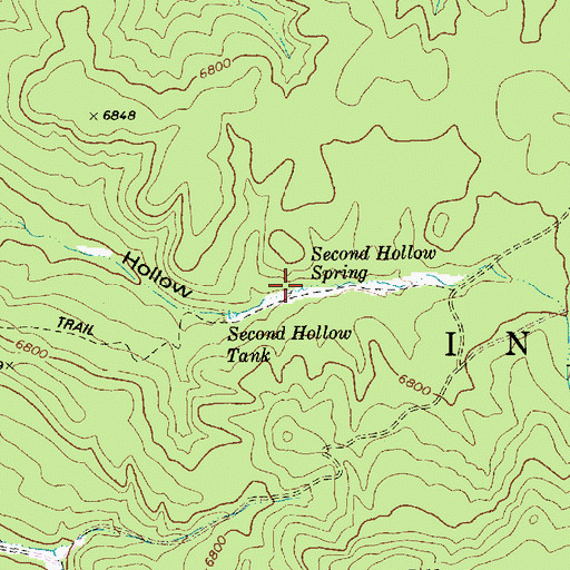 Topographic Map of Second Hollow Spring, AZ