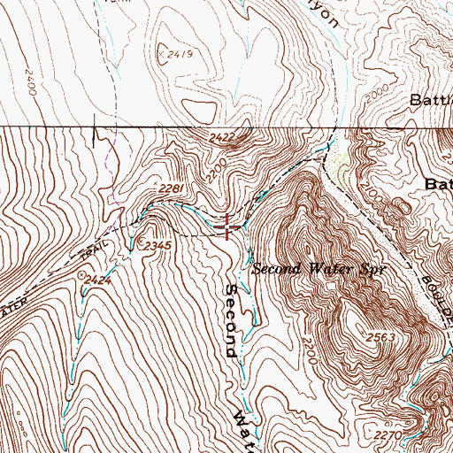 Topographic Map of Second Water Canyon, AZ