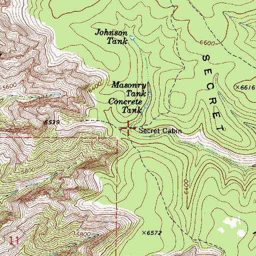 Topographic Map of Secret Cabin, AZ