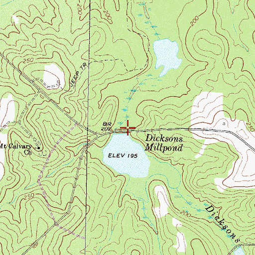 Topographic Map of Dicksons Millpond Dam, GA