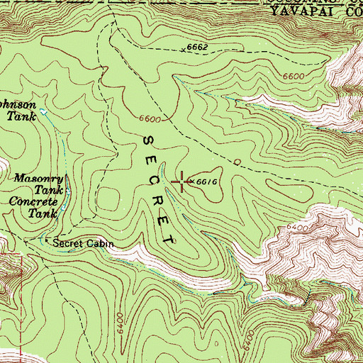Topographic Map of Secret Mountain, AZ
