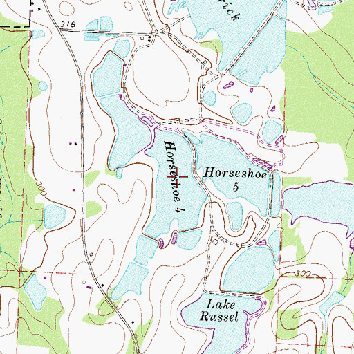 Topographic Map of Horseshoe Four Lake Dam, GA