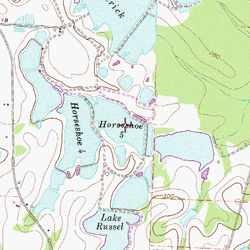 Topographic Map of Horseshoe Five Lake Dam, GA