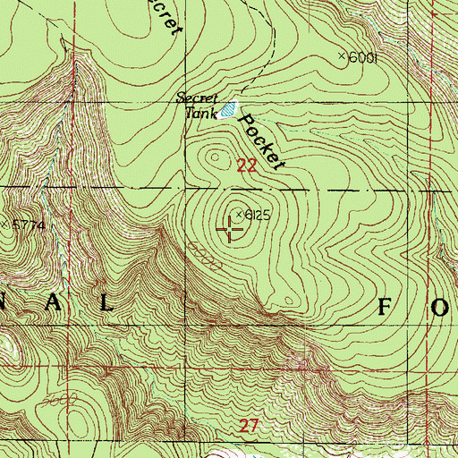 Topographic Map of Secret Pocket, AZ