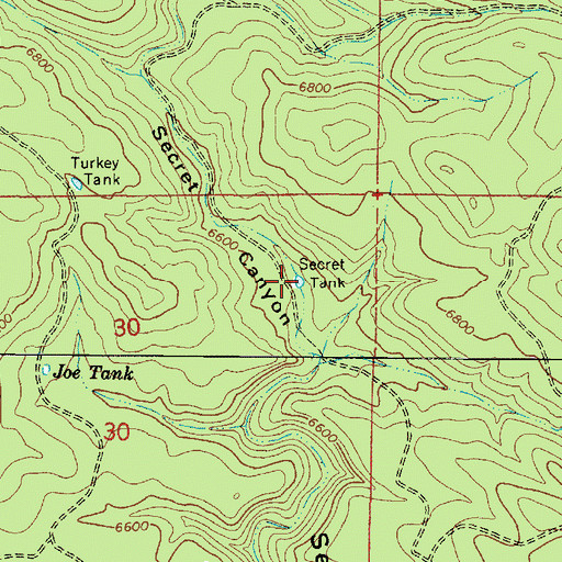 Topographic Map of Secret Tank, AZ