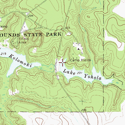 Topographic Map of Lake Yohola Dam, GA