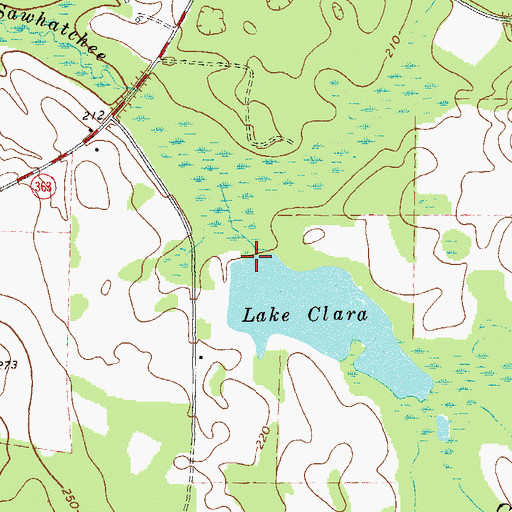Topographic Map of Lake Clara Dam, GA
