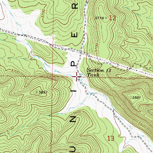 Topographic Map of Section Thirteen Tank, AZ