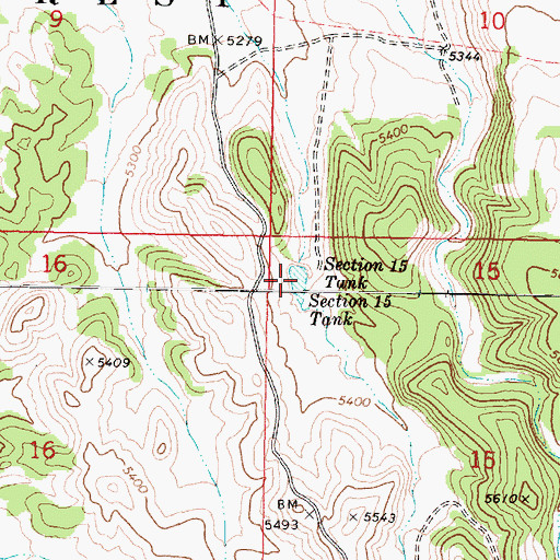 Topographic Map of Section Fifteen Tank, AZ