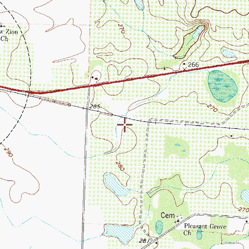 Topographic Map of Womack Lake, GA