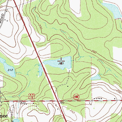 Topographic Map of Beverly Lake, GA