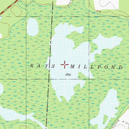 Topographic Map of Rays Mill Pond Dam, GA