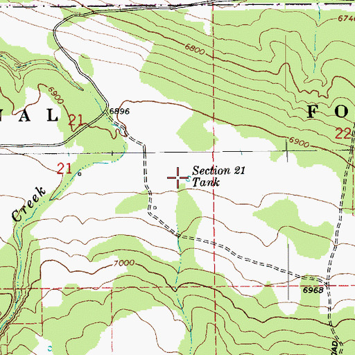 Topographic Map of Section Twentyone Tank, AZ