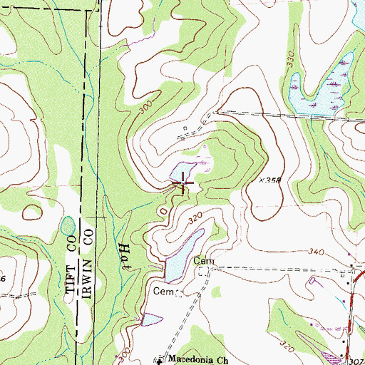 Topographic Map of Lathon Lake Dam, GA
