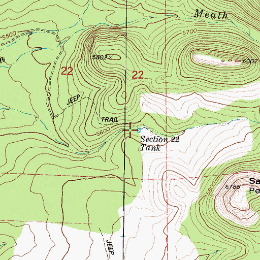 Topographic Map of Section Twentytwo Tank, AZ