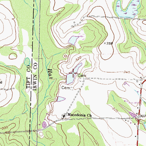 Topographic Map of Chiles Lake, GA