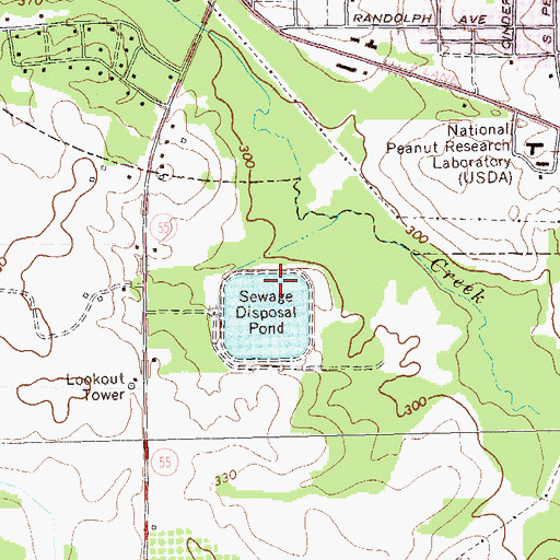 Topographic Map of Dawson Sewage Pond Dam, GA