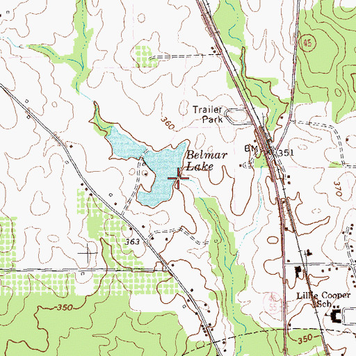 Topographic Map of Belmar Lake Dam, GA