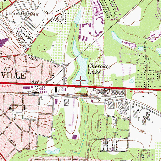 Topographic Map of Cherokee Lake Dam, GA