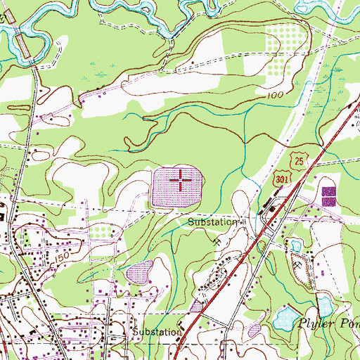 Topographic Map of Claxton Sewage Treatment Pond, GA