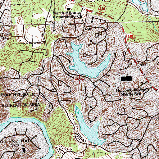 Topographic Map of Horse Shoe Bend Lake, GA