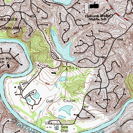 Topographic Map of Horse Shoe Bend Lake South Dam, GA