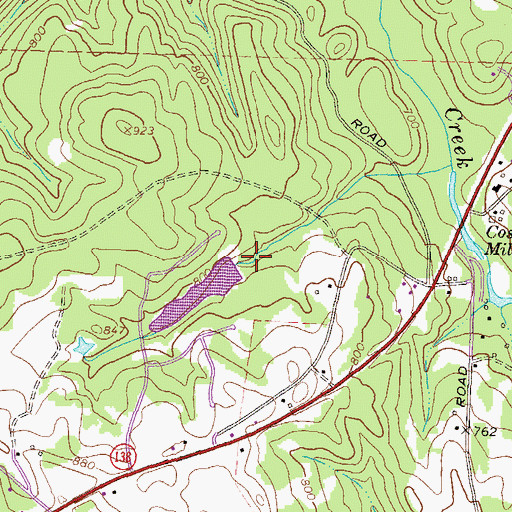Topographic Map of Cousins Lake Dam, GA