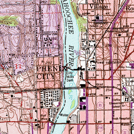 Topographic Map of City Mills Dam, GA