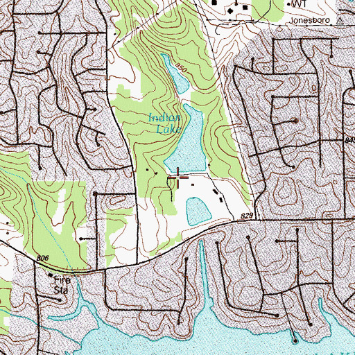Topographic Map of Indian Lake Dam, GA