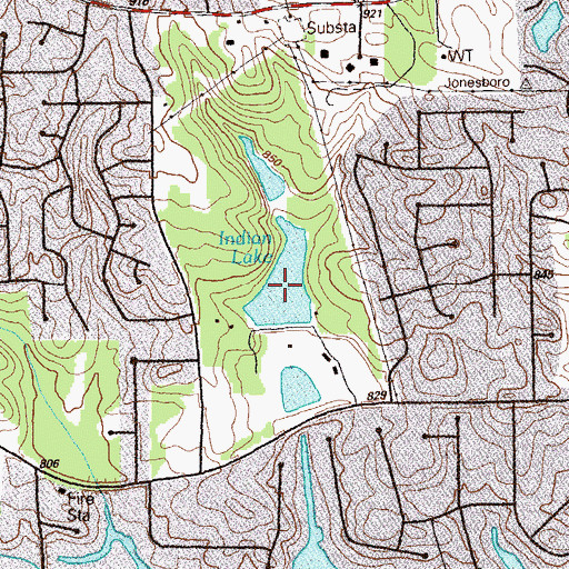 Topographic Map of Indian Lake, GA
