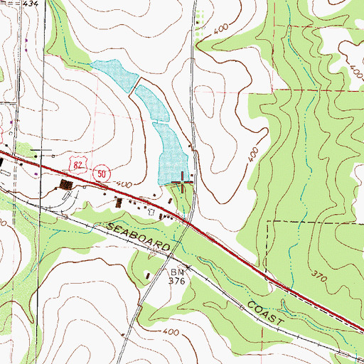 Topographic Map of Odum Lake Dam, GA