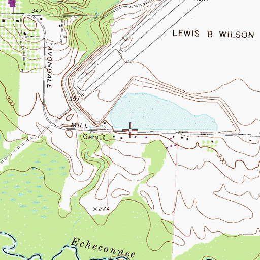 Topographic Map of Airport Lake Dam, GA