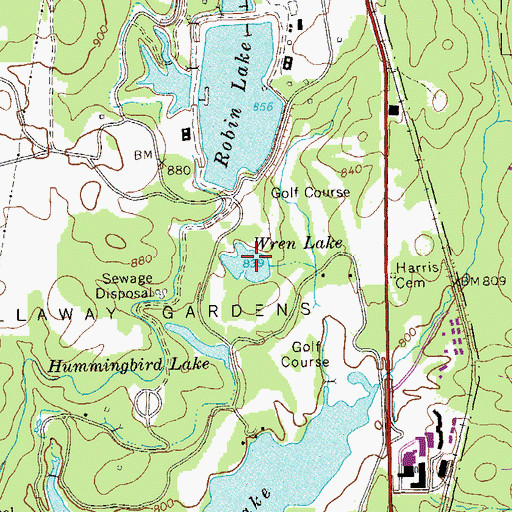 Topographic Map of Wren Lake Dam, GA