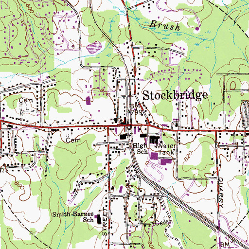 Topographic Map of Stockbridge, GA