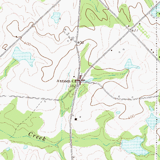 Topographic Map of Antioch Church, GA