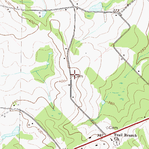 Topographic Map of Hinson Cemetery, GA