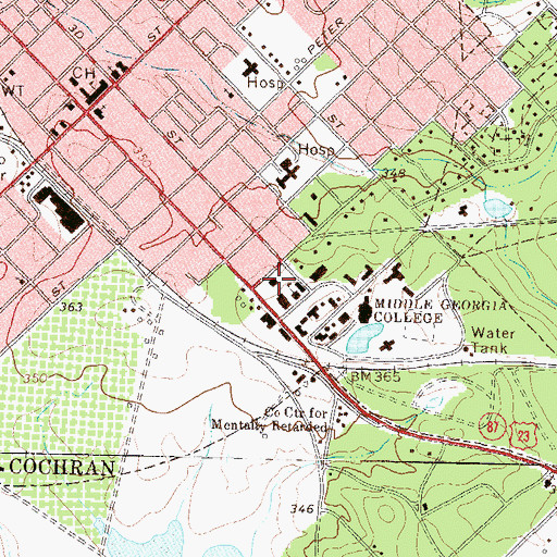 Topographic Map of Roberts Memorial Library, GA