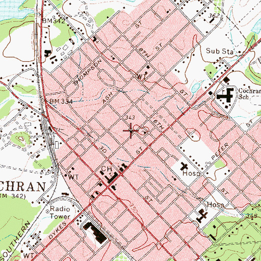 Topographic Map of Tabernacle Baptist Church, GA