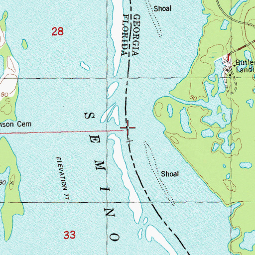 Topographic Map of Butlers Ferry (historical), GA