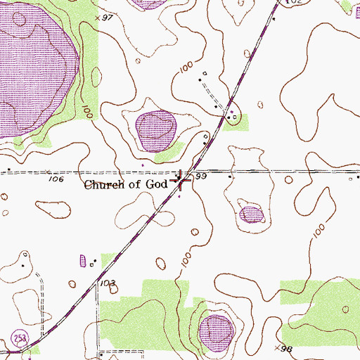Topographic Map of Church of God, GA