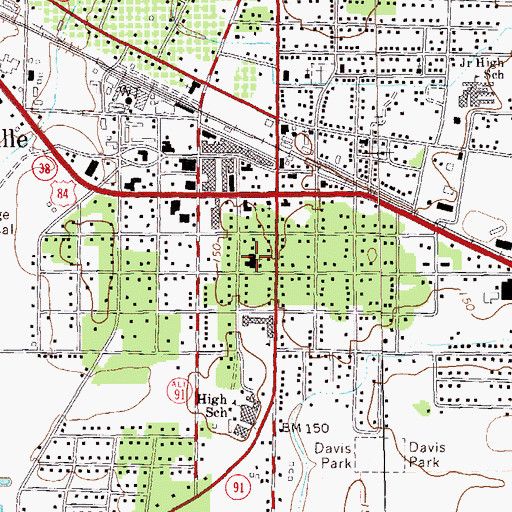 Topographic Map of First Baptist Church, GA