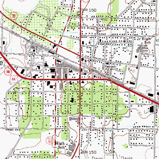 Topographic Map of First Presbyterian Church, GA
