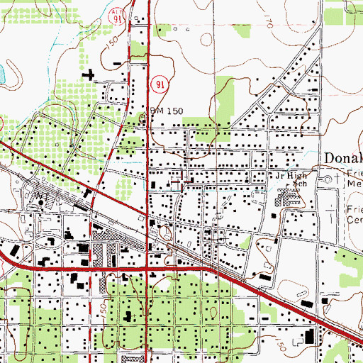 Topographic Map of Live Oak Cemetery, GA