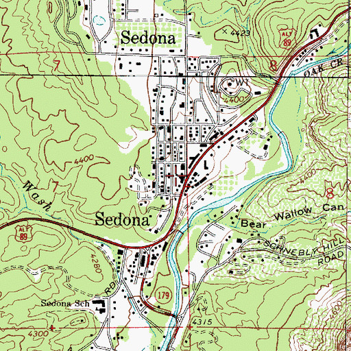 Topographic Map of Sedona, AZ