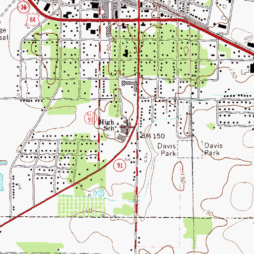 Topographic Map of Seminole County Elementary School, GA