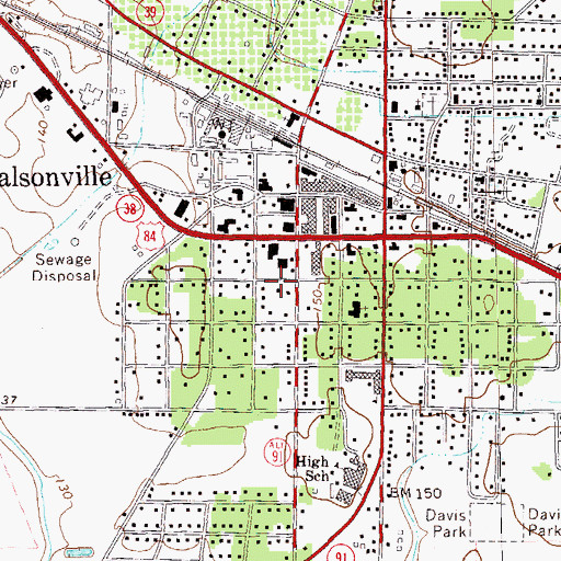 Topographic Map of Seminole County Library, GA
